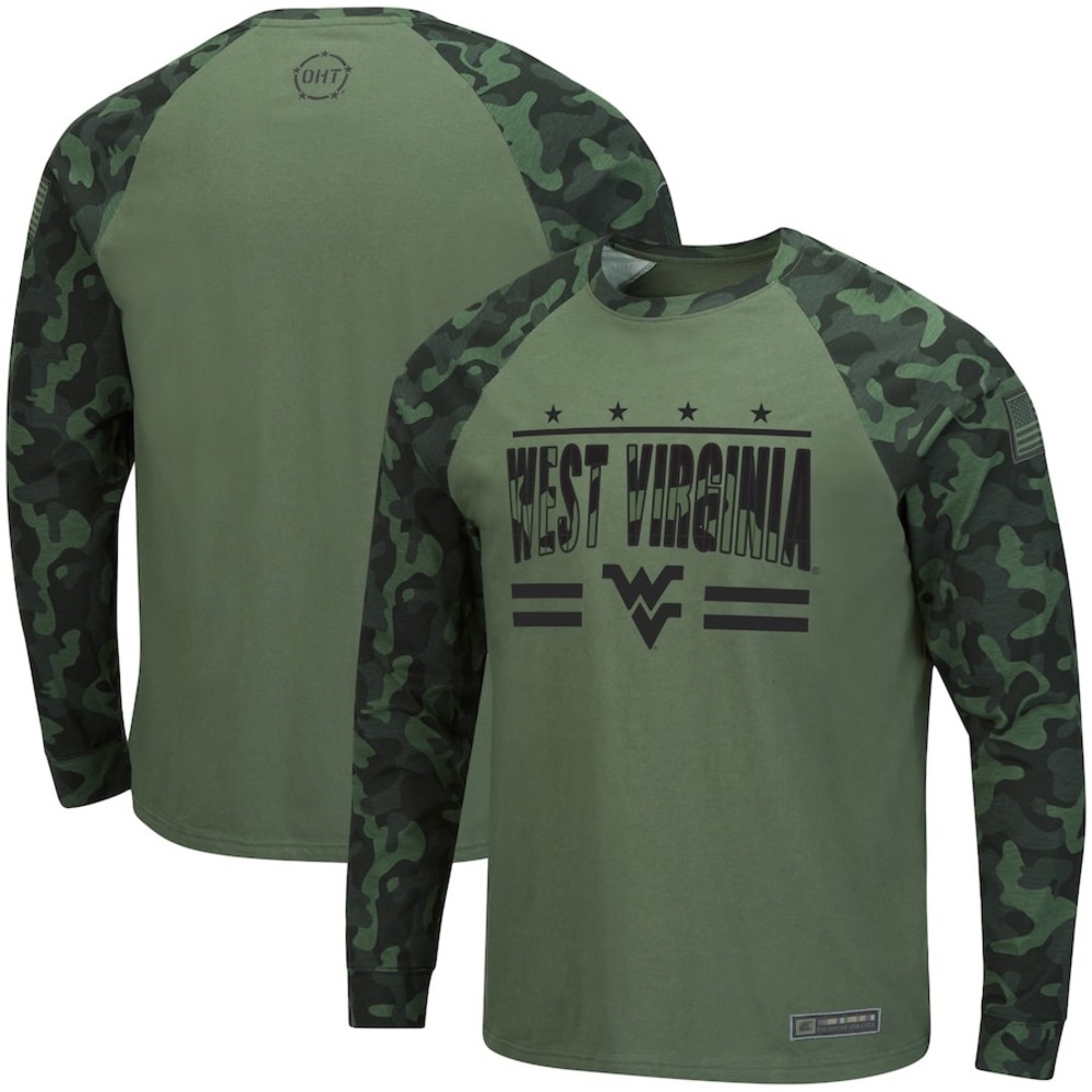 Men's Colosseum West Virgina Mountaineers Operation Hat Trick LS Shirt~L~$40